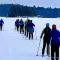 Y She Skis participants cross country skiing at Camp du Nord
