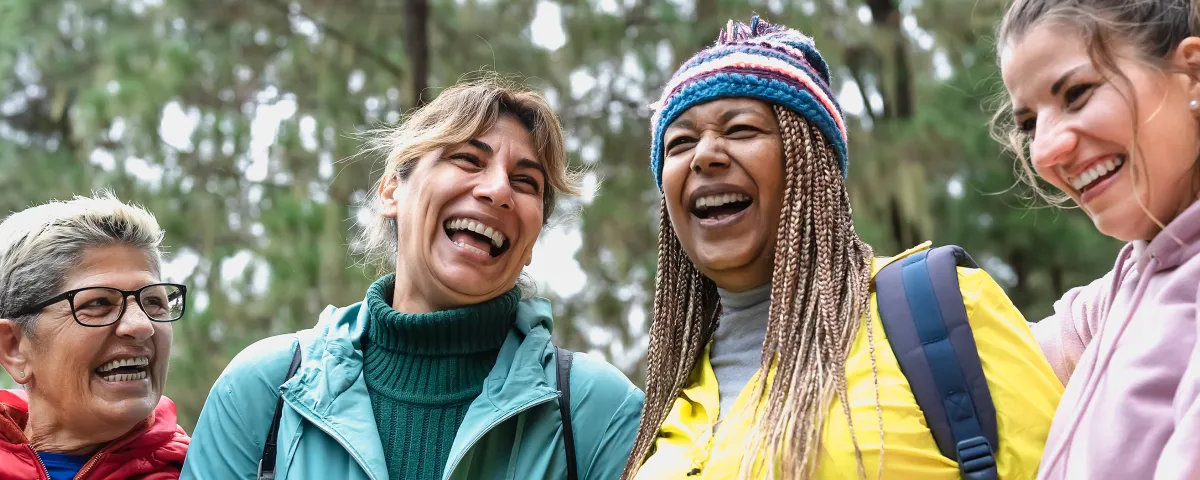 Women laughing together outdoors