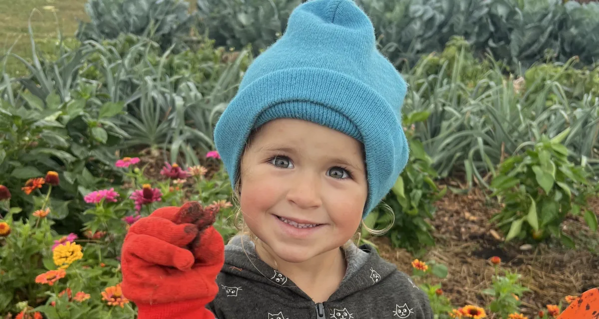 young girl gardening