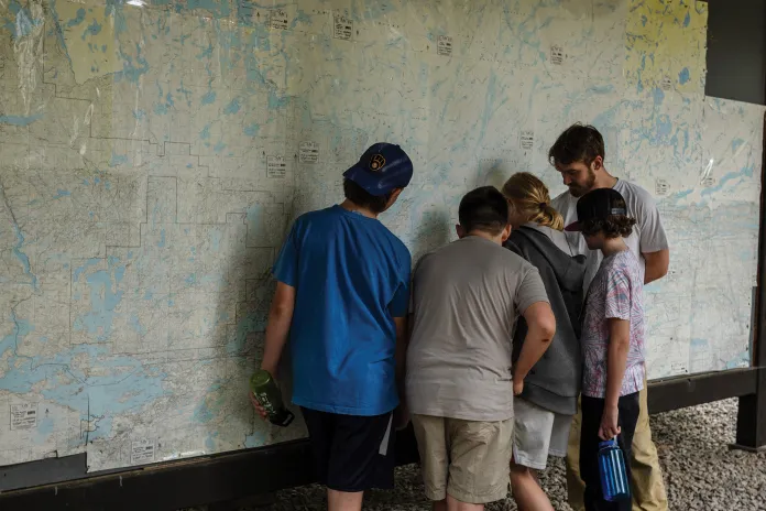 Campers preparing to go on trail.