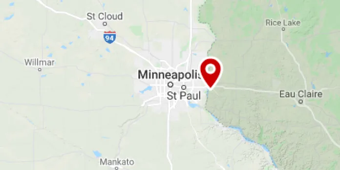 Minnesota map with location marked