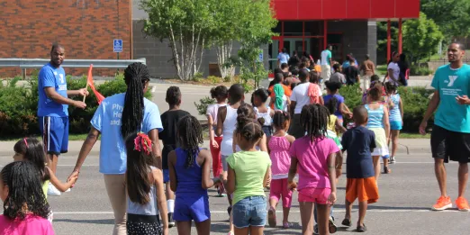 Kids entering North Community YMCA