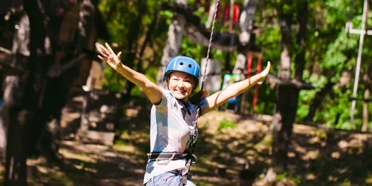 Woman on a zip line