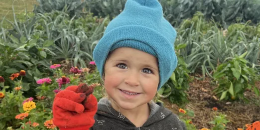 young girl gardening